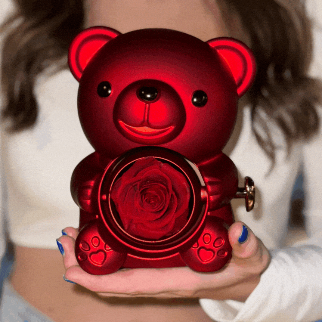 Eternal Rose Bear with Engraved Necklace showcase